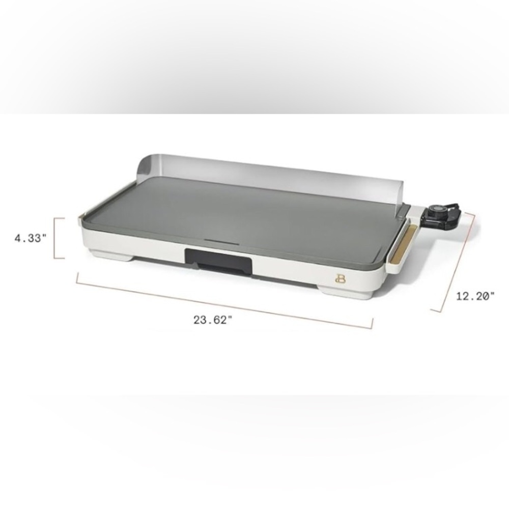 Beautiful XL Electric Griddle 12" x 22" Non-Stick, White Icing by Drew Barrymore